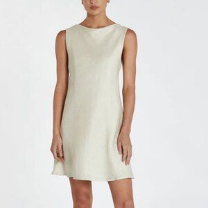 NEW Dissh HARMONY PUTTY COWL LINEN MINI DRESS